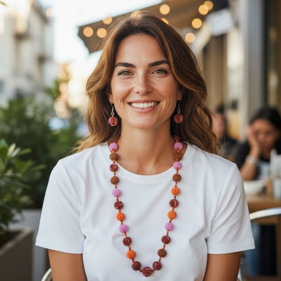 New About Color Beaded Necklace and Earrings - Picture 1 of 10